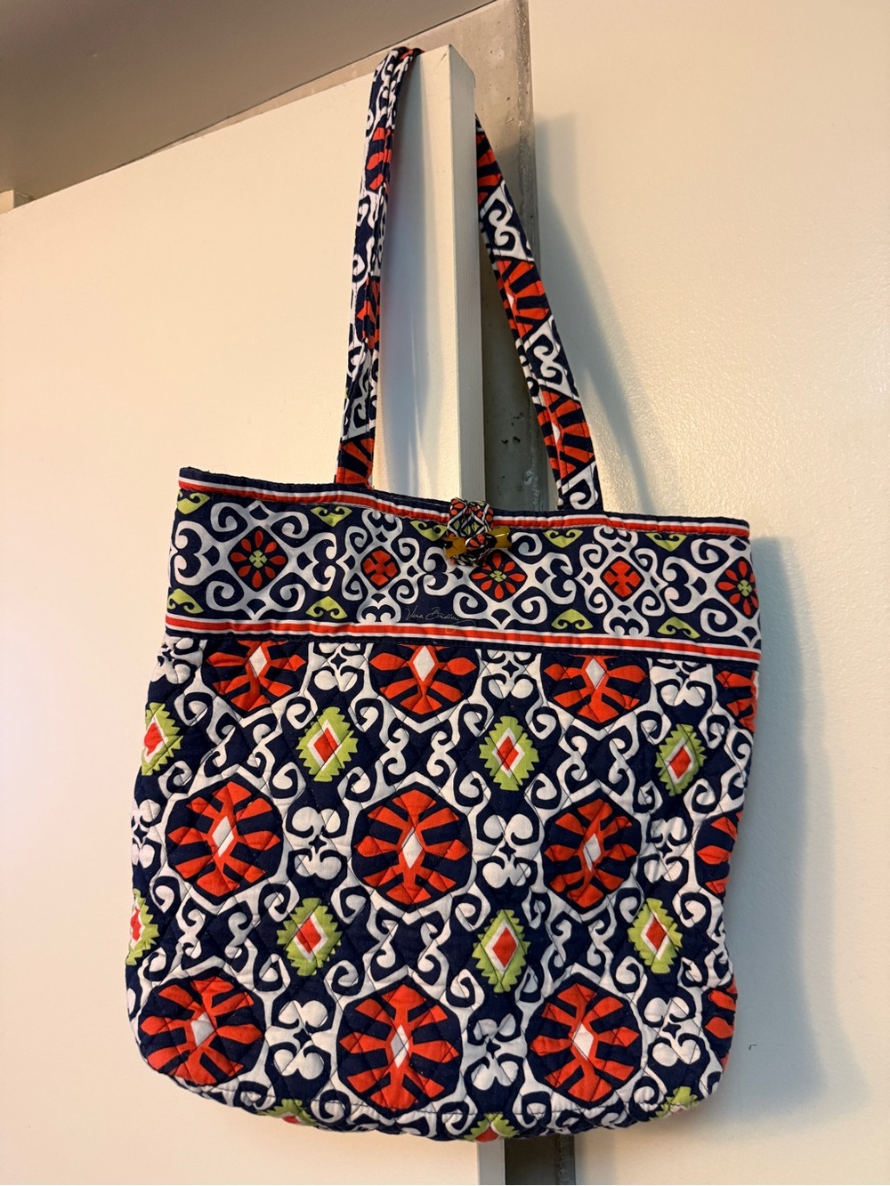 Vera Bradley Navy, Red & White Quilted Geometric Tote